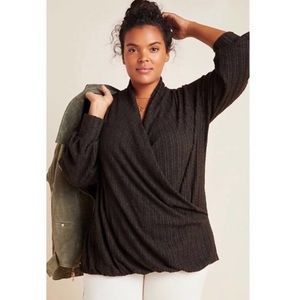 Maeve by Anthropologie cozy Brown Faux Wrap Sweater NWT